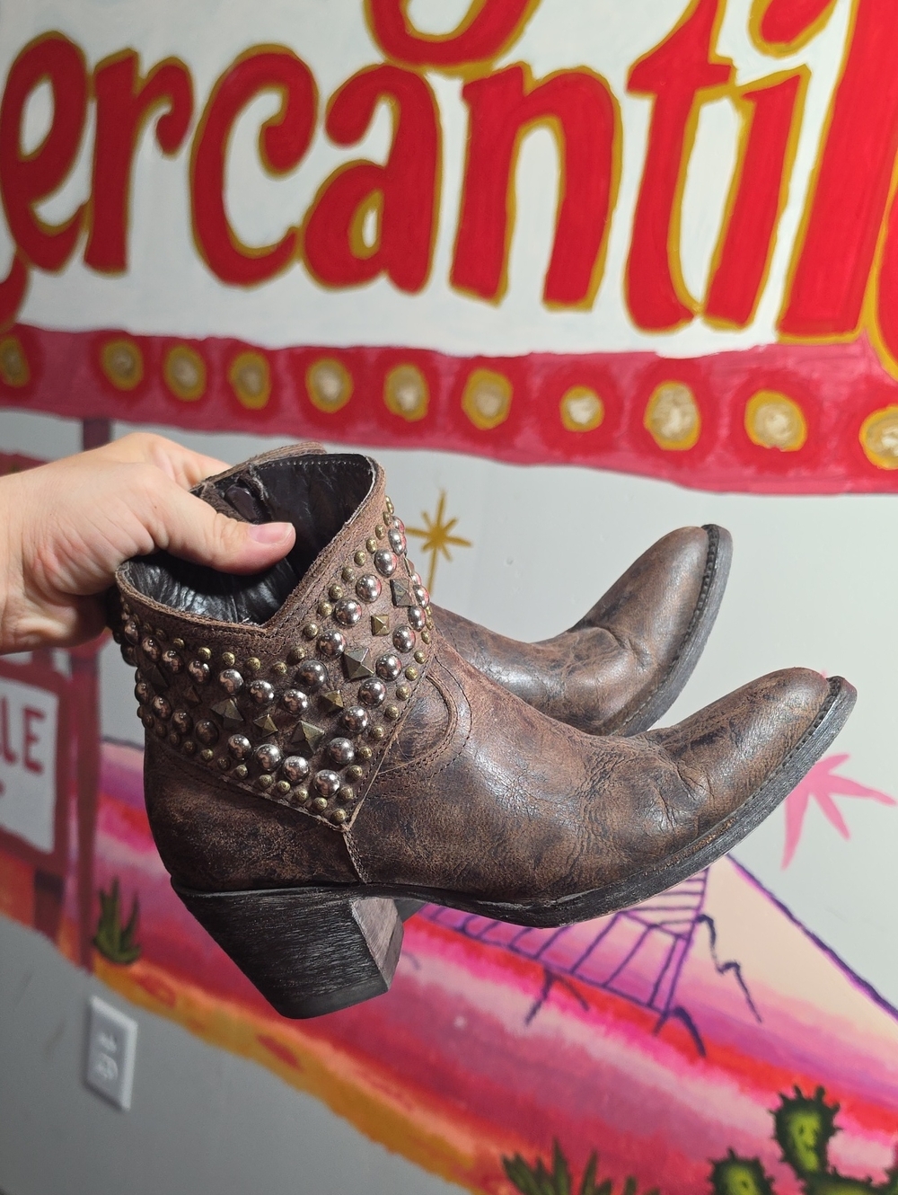 Old Gringo Brown Studded Leather Ankle Booties